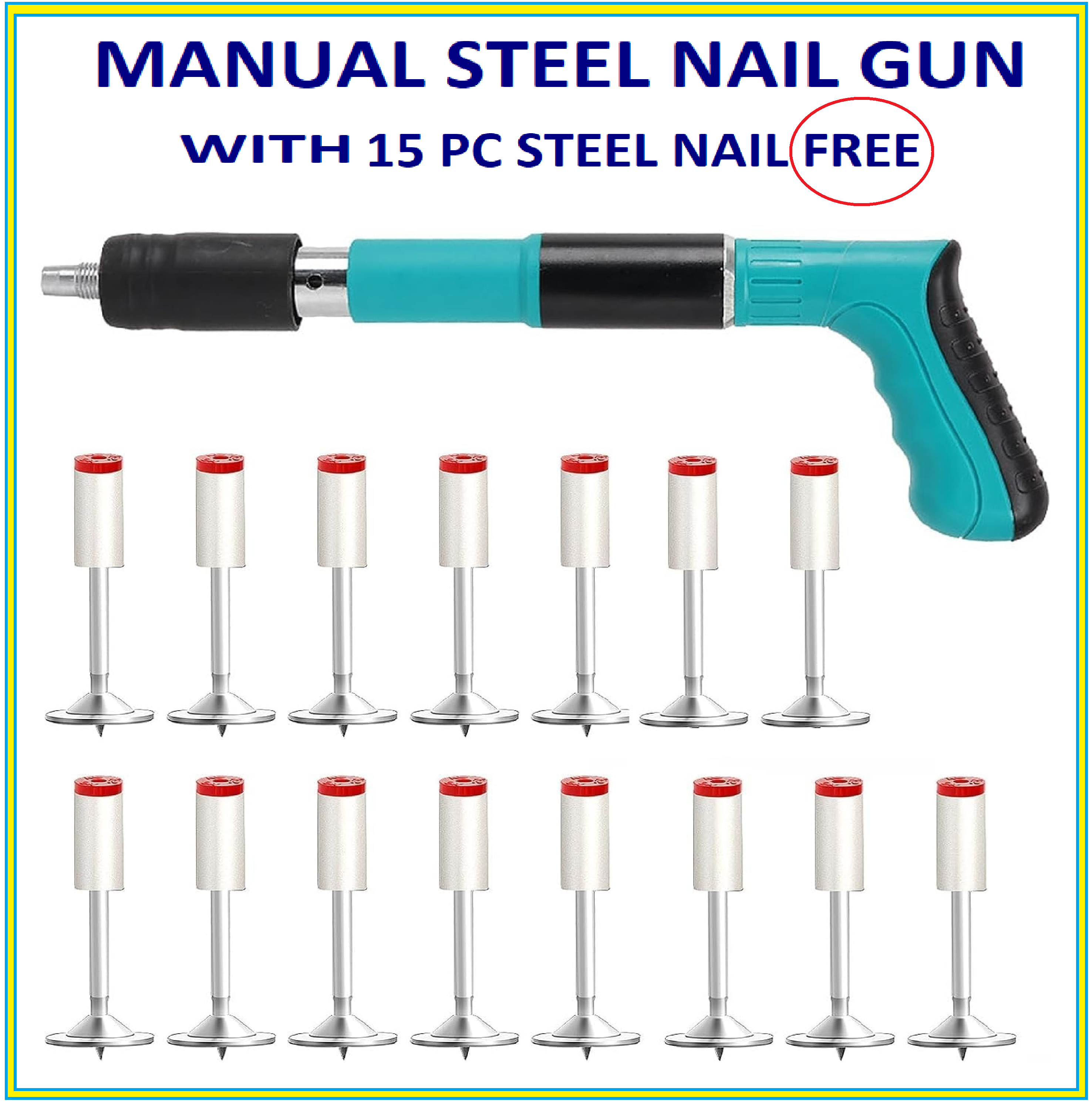 Manual Steel Nail Gun, Nail wall fastening tool Concrete Steel Nails Fastening Rivet Tool, Wire Slotting Device, Wall Fastener Household Woodworking Accessories with 15 nail FREE